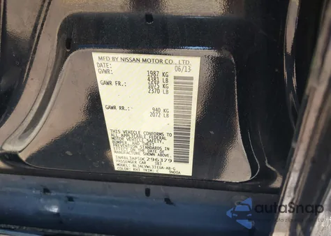 2013 Nissan Altima 3.5 Sl z USA, uszkodzony, nr VIN 1N4BL3AP5DC296379